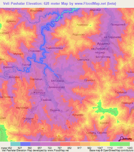 Veli Pashalar,Bulgaria Elevation Map