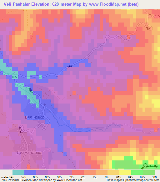 Veli Pashalar,Bulgaria Elevation Map