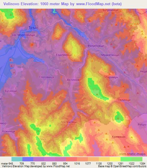 Velinovo,Bulgaria Elevation Map