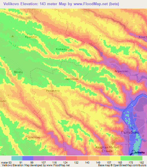 Velikovo,Bulgaria Elevation Map