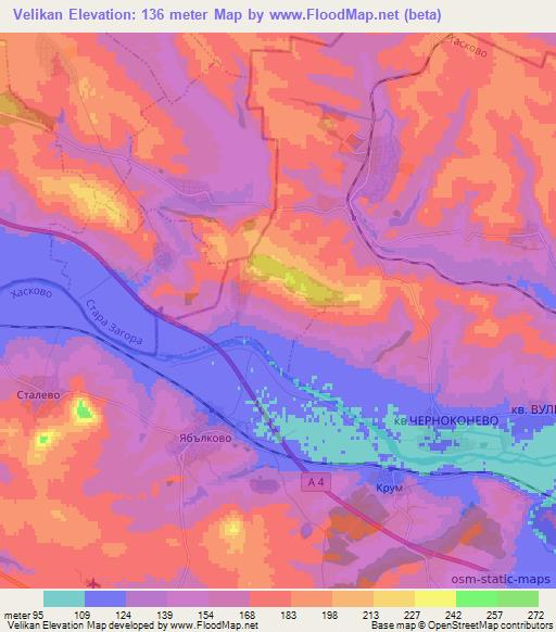 Velikan,Bulgaria Elevation Map