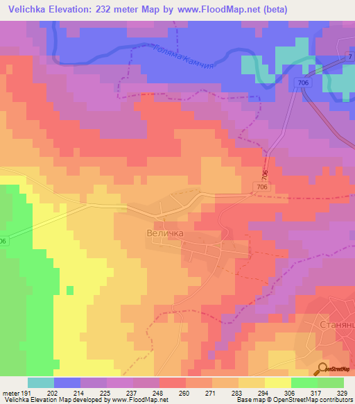 Velichka,Bulgaria Elevation Map