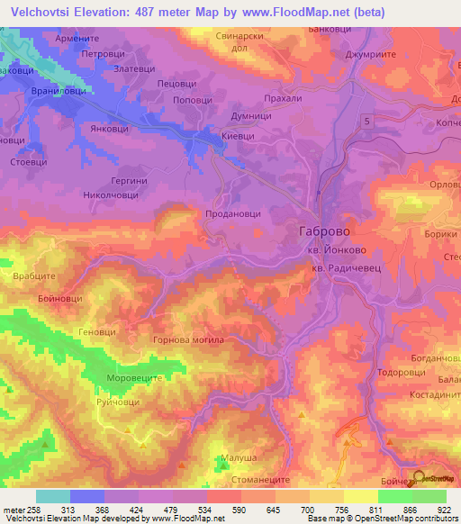 Velchovtsi,Bulgaria Elevation Map