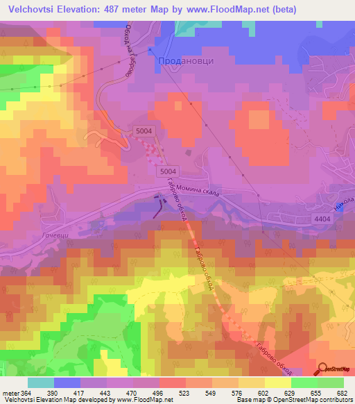 Velchovtsi,Bulgaria Elevation Map