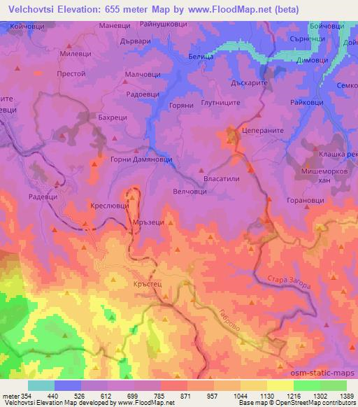 Velchovtsi,Bulgaria Elevation Map
