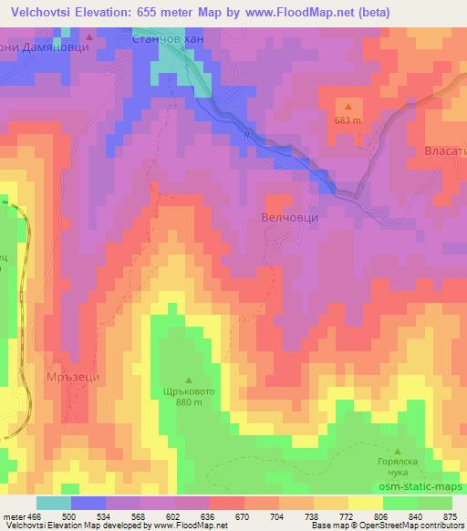 Velchovtsi,Bulgaria Elevation Map
