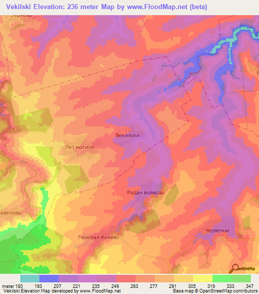 Vekilski,Bulgaria Elevation Map