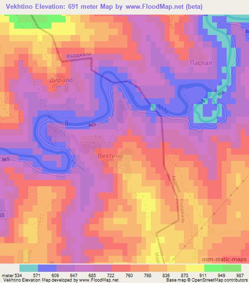 Vekhtino,Bulgaria Elevation Map