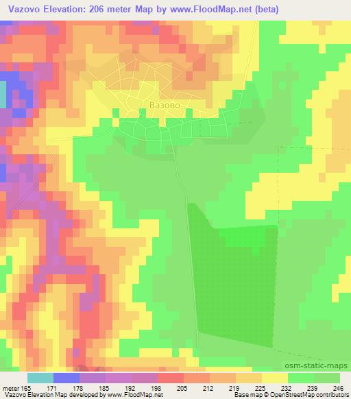 Vazovo,Bulgaria Elevation Map