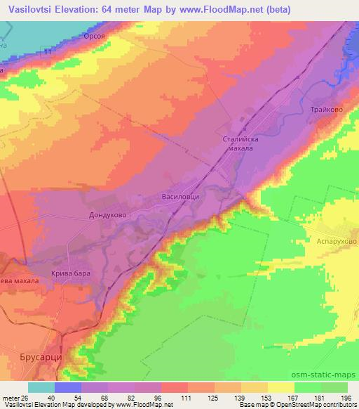 Vasilovtsi,Bulgaria Elevation Map