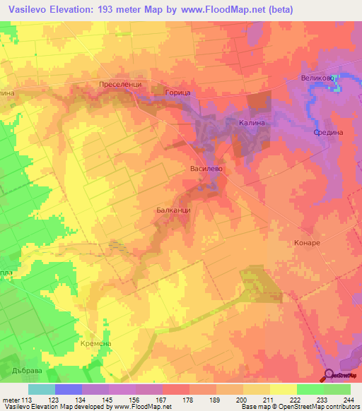 Vasilevo,Bulgaria Elevation Map