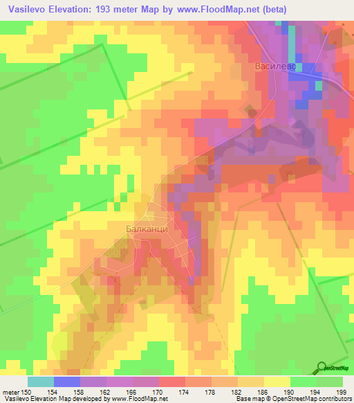 Vasilevo,Bulgaria Elevation Map