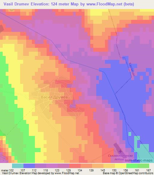 Vasil Drumev,Bulgaria Elevation Map