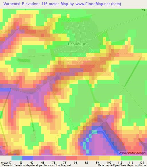 Varnentsi,Bulgaria Elevation Map