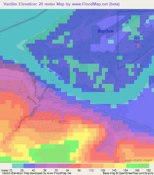 Vardim,Bulgaria Elevation Map