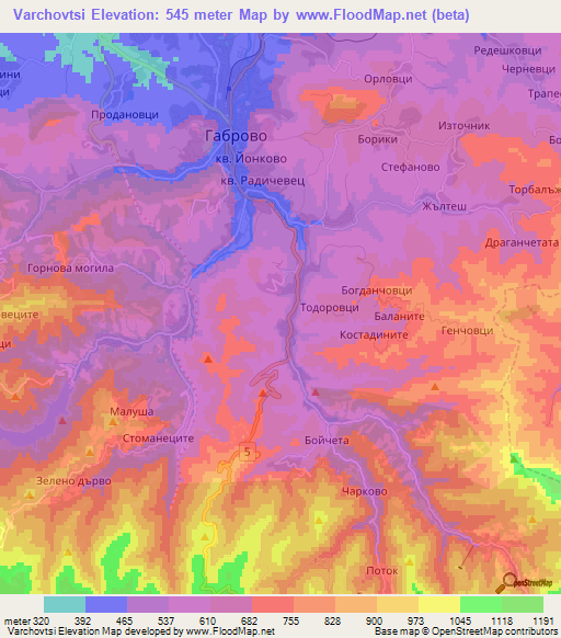Varchovtsi,Bulgaria Elevation Map