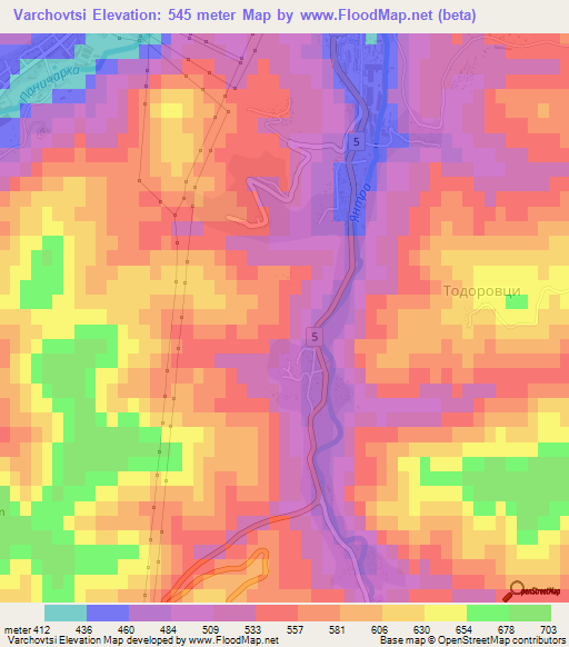 Varchovtsi,Bulgaria Elevation Map