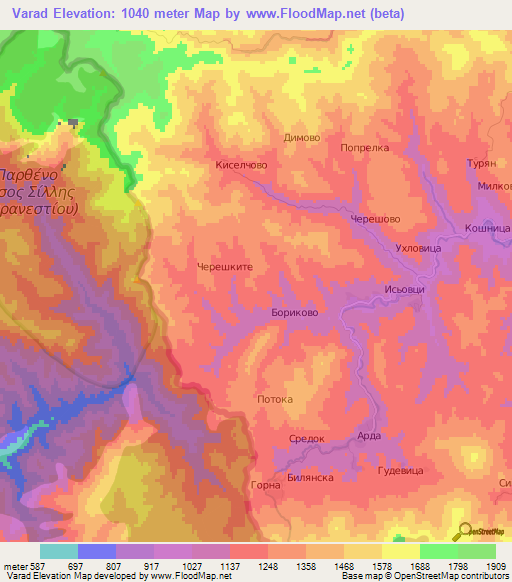 Varad,Bulgaria Elevation Map