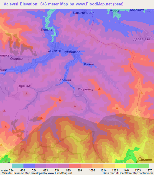 Valevtsi,Bulgaria Elevation Map