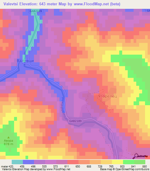 Valevtsi,Bulgaria Elevation Map