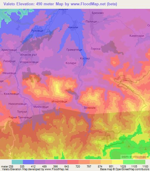 Valeto,Bulgaria Elevation Map