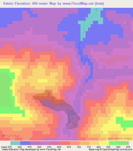Valeto,Bulgaria Elevation Map