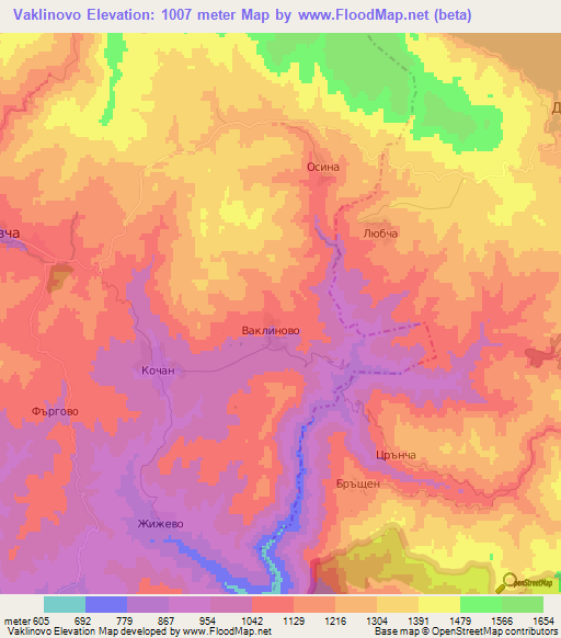 Vaklinovo,Bulgaria Elevation Map