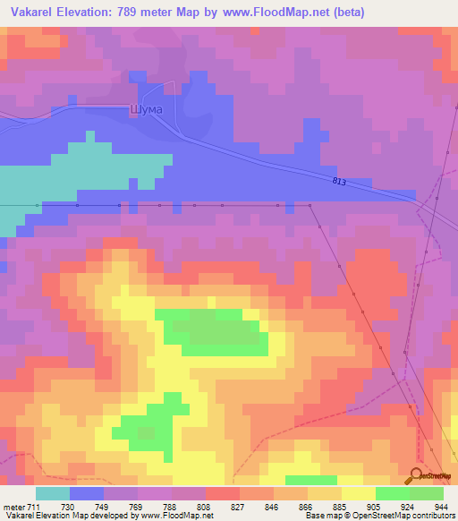 Vakarel,Bulgaria Elevation Map
