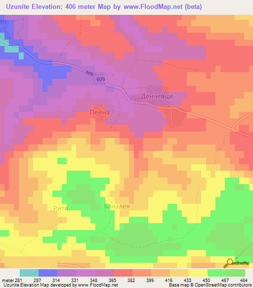 Uzunite,Bulgaria Elevation Map