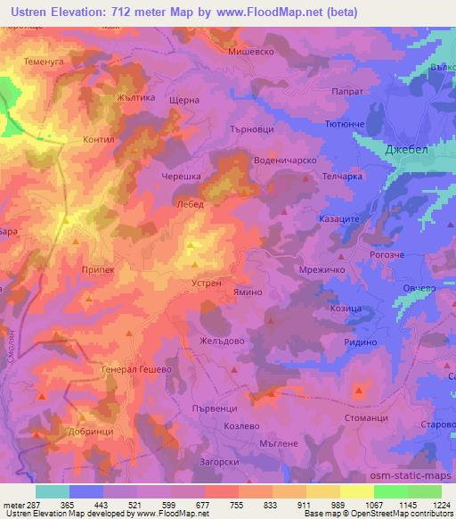 Ustren,Bulgaria Elevation Map