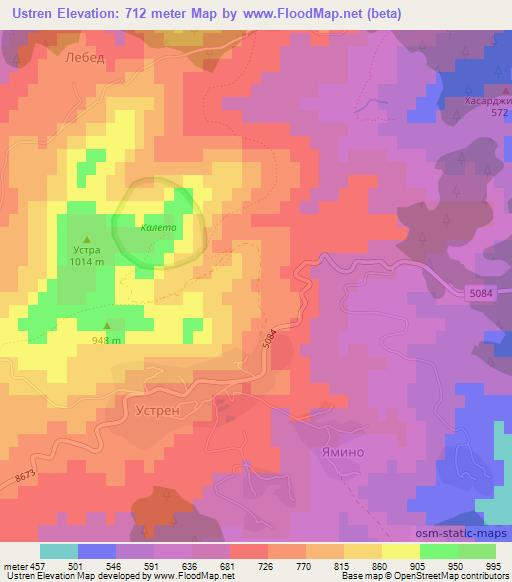 Ustren,Bulgaria Elevation Map