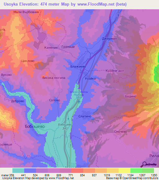 Usoyka,Bulgaria Elevation Map