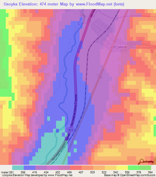 Usoyka,Bulgaria Elevation Map