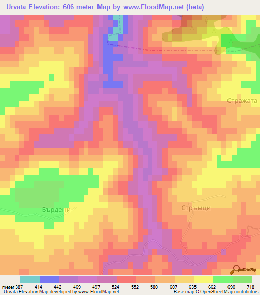 Urvata,Bulgaria Elevation Map