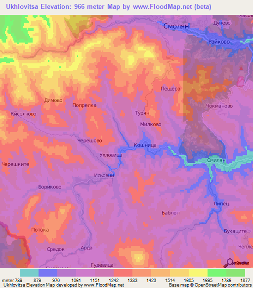 Ukhlovitsa,Bulgaria Elevation Map