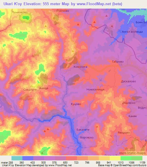 Ukari K'oy,Bulgaria Elevation Map