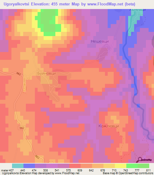 Ugoryalkovtsi,Bulgaria Elevation Map