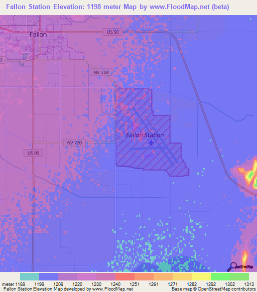 Fallon Station,US Elevation Map