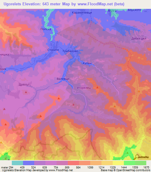 Ugorelets,Bulgaria Elevation Map