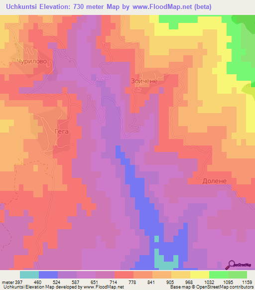 Uchkuntsi,Bulgaria Elevation Map