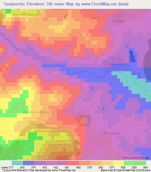 Tyutyunche,Bulgaria Elevation Map
