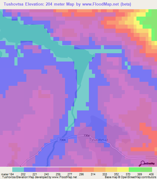 Tushovtsa,Bulgaria Elevation Map