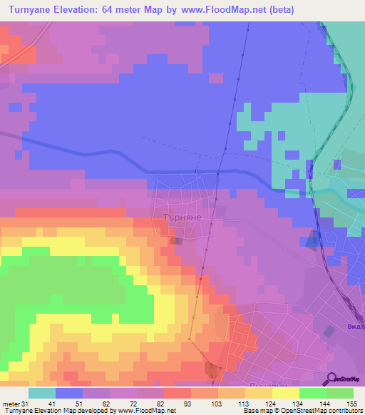 Turnyane,Bulgaria Elevation Map
