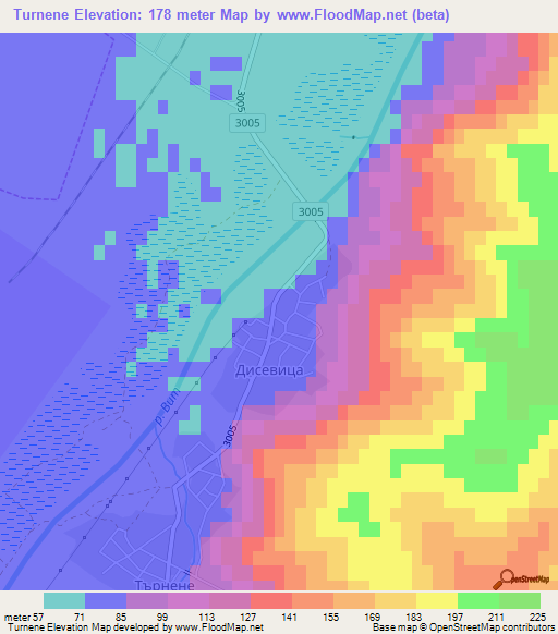 Turnene,Bulgaria Elevation Map