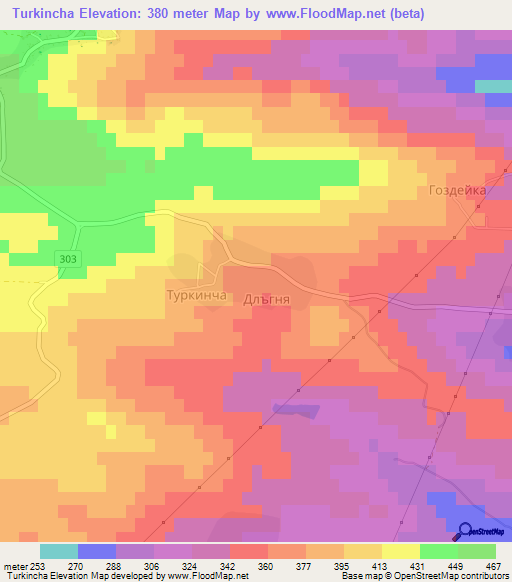 Turkincha,Bulgaria Elevation Map