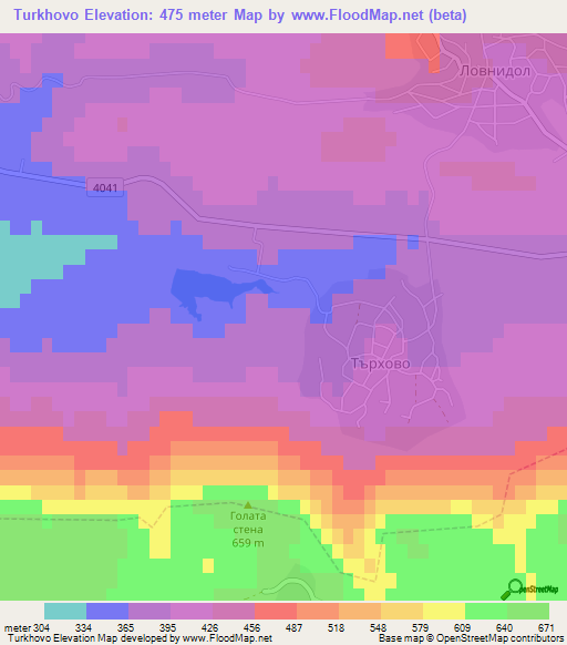 Turkhovo,Bulgaria Elevation Map
