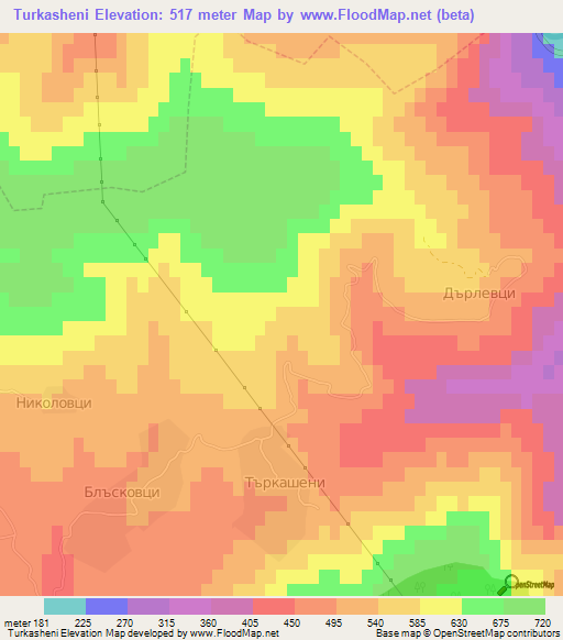 Turkasheni,Bulgaria Elevation Map