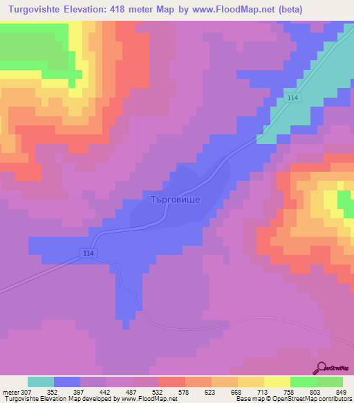 Turgovishte,Bulgaria Elevation Map