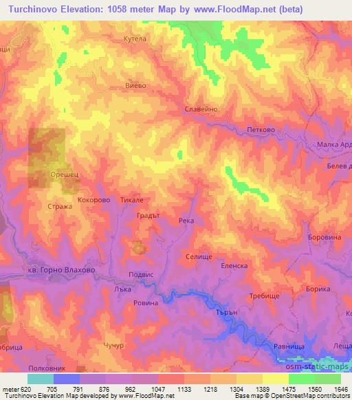 Turchinovo,Bulgaria Elevation Map