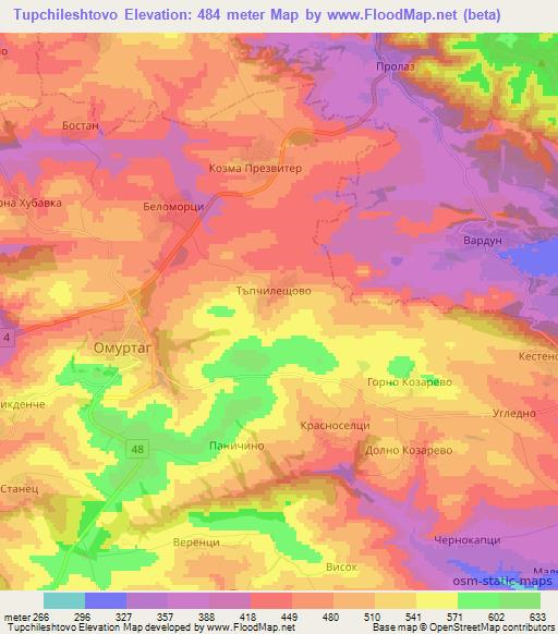 Tupchileshtovo,Bulgaria Elevation Map
